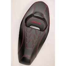 Pcx Motosiklet Bel Destekli Koltuk - Kırmızı Dikiş Ve Karbon Detaylı 2021-2025 Uyumlu