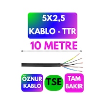 Öznur 5x2,5 Ttr Kablo Siyah Metre Seçenekli - 10 Metre