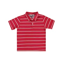 Civil Boys Çizgli Polo Yaka 2-5 Yaş Tişört - Kırmızı Nar
