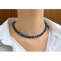 Lapis Lazuli Taşı Doğaltaş Kolye 6 Mm Faset Pembe