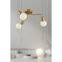 Urmora 3 Lü Cam Küre Modern Avize Salon & Oturma Odası Avizesi Eskitme