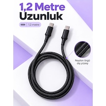 Telefon Ve Tablet İçin Type C To Type C Örgülü Şarj Kablosu