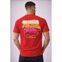 Herkesemoda Break Boundaries Yazı Detaylı Basic T-shirt Kırmızı