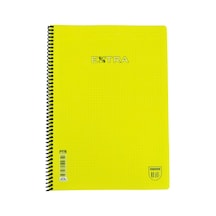 Kareli 96 Yaprak Spiralli Defter Plastik Kapak A4 Boy - Sarı