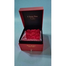 Sevgililer Gününe Özel Güllü Çekmeçeli Yüzük Kutusu Boyut:11cm 8cm