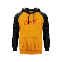Chicago Yazı Sarı Renk Reglan Kol Sweatshirt Sarı