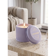 The Mia Calm Lavanta Kokulu Lila Kapaklı Mum 600 Gr 10x10 Beyaz