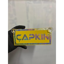 Sarı Renk Üzeri Hologram Renk Çapkın Yazılı Vantuzlu Cam Süsü