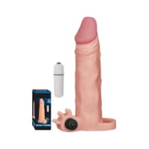 Erofoni Ucu 6 Cm Dolgulu Titreşimli 19 CM Süper Realistik Uzatmalı Penis Kılıfı