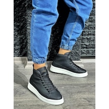 Knack Yüksek Taban Ayakkabı C 030 Siyah Beyaz Taban 001