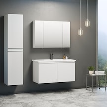 Orka Terme 100 Cm Mdf Kaşmir Taş Banyo Dolabı Takımı Ve Boy Dolab Çok Renkli