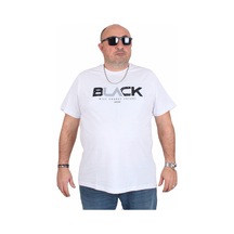 Moc Grande Mocgrande Erkek Büyük Beden Sıfır Yaka Tişört Black 25176 Beyaz Beyaz