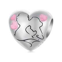 S925 Ayar Gümüş Yağ Damlası Çift Öpücük Aşk Boncukları Scc2990 Çok Renkli