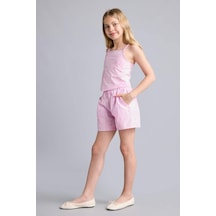 Defacto Regular Fıt Poplin Çiçekli Pembe Şort Kız Çocuk I0123a826hspn614 Pembe-pn614