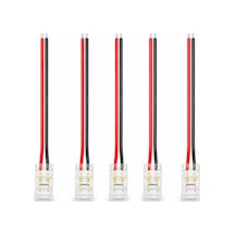 5 Adet 8 Mm Cob Led Şerit Konnektörü 2 Pin Tek Taraflı 10 Cm Kablolu Şeffaf Lehimsiz Bağlantı Aparatı Tek Renk Led Uyumlu Diğer