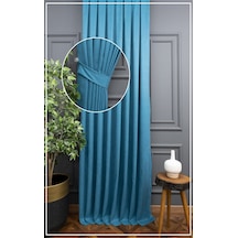 Evdepo Home Turkuaz Fon Perde Tek Kanat (539786313) Turkuaz