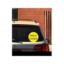 Acemi Sürücü Yazılı Oto Sticker, 15x15 Cm, Sarı Zemin Abanoz