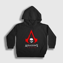 Presmono Unisex Çocuk Logo Assassin's Creed Kapüşonlu Sweatshirt Siyah