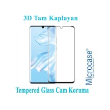 Huawei P30 Pro 3D Curved Tam Kaplayan Tempered Glass Cam - Siyah