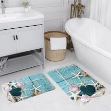 Rovigo Home Baskılı Kaymaz Taban 2 Li Banyo Paspas Takım Rvg5031-100X60-60X50 Çok Renkli
