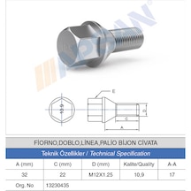 20 Adet Fiorino/doblo/linea/palio Bijon Cıvatası