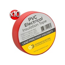 Kırmızı Elektrik İzolasyon Bandı - 10 Adet 0.13 Mm Kalınlık 18 Mm Genişlik