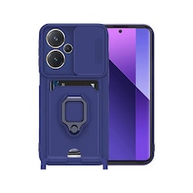 Redmi Note 13 Pro Plus Kılıf Zuma Kartvizitli Yüzüklü Silikon - Lacivert Bz8683140710460