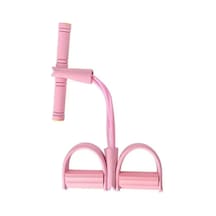 Pembe Direnç Bantları Elastik Fitness Bantları Evde Spor Egzersizleri İçin Çok Fonksiyonlu Taşınabilir 4 Tüp Elastik Pedal Çektirme Pembe