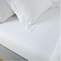 Çizgili Saten 280 X 280 Cm King Size Çift Kişilik Çarşaf Beyaz