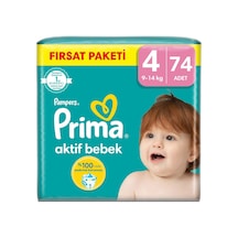 Prima Pampers Aktif Bebek Mega Fırsat Paket Bebek Bezi 9-14 KG 4 Beden 74 Adet
