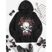 Coke Serisi Skull Print Drop Shoulder Hoodie-trzksw625 Siyah Coke Serisi Skull Print Drop Shoulder Hoodie-trzksw625 Siyah