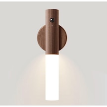Sensörlü Şarjlı Led Aplik Mıknatıslı Ahşap Renk Cata Kumru Gün Işığı Led Aplik Type-c Duvar Lambası Ahşap
