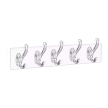 Silikon 5 Kollu Şeffaf Yapışkan Askı Bx40 Çok renkli