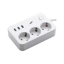 Mf Product Jettpower 0370 Akım Korumalı 3 Usb'li 3'lü Grup Priz