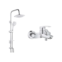Grohe Eurosmart Tek Kumandalı Banyo Bataryası 33300003 Ve Tema 53270 Pratik 5f Tepe Duş Seti Krom
