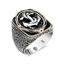 Gümüş Deniz Çapası Oval Erkek Yüzük-203150 Çok Renkli