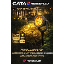 Ct-7304 Amber Işık Yüksek Lümenli 15w Kazıklı Ledli Bahçe Armatürü 220v Amberışık Amber