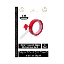 Premium Ekstra Güçlü Çok Amaçlı Çift Taraflı Tamir Dış Mekan Montaj 5mt Silikon Şeffaf Bant 5 Adet