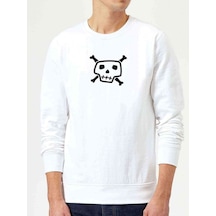 Kurukafa Icon Baskılı Beyaz Erkek Örme Sweatshirt