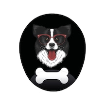 Gözlüklü Collie Köpek Siyah Zemin - Bilek Destekli Köpekli Mouse Pad 20x23 Cm Mousepad