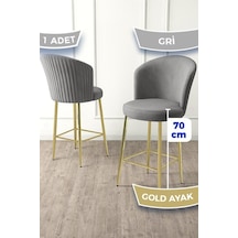 Canisa Fora Serisi Ada Mutfak Bar Sandalyesi Gold Kaplama Metal Ayaklı Babyface Kumaşlı 1 Gri Sandalye Sandalye Gri Ayaklar Gold