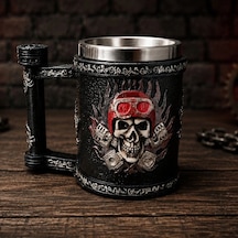 Toptan Kuru Kafa Motorcu Tasarımlı Metal Kupa Bardak