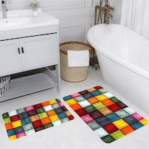 Rovigo Home Baskılı Kaymaz Taban 2 Li Banyo Paspas Takım Rvg5135-100X60-60X50 Çok Renkli