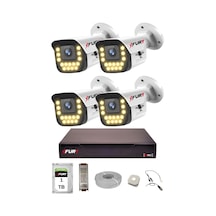 Fury 4 Lü Sesli 15 Warm Led Gece Renkli Görüş Su Geçirmez Güvenlik Kamerası Seti 1tb