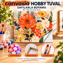 Sayılarla Boyama Numaralı Tuval Seti Boya Fırça Dahil 40x50 Cm Çiçek Şöleni