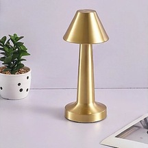 Roichil Çatı Model Gold Renk Şarjlı Dokunmatik 3 Renkli Led Masa Lambası