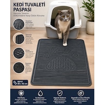 Kedi Kumu Paspası 60x42 Havuzlu Kaymaz Yıkanabilir Kedi Tuvalet Altlığı Döküntü Önleyici Mat