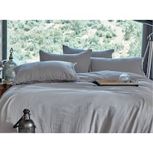 Dantela Shine Plain Grey Çift Kişilik Müslin Nevresim Takımı Gri