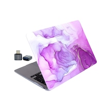 Apple Uyumlu MacBook Air 13.6 M2 M3 M4 M5 Kilif Mermer Desenli Ince Tpu Lazer Baskili Sert Kapak Hafif Korumali Açık Lila