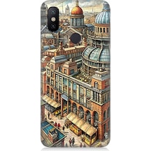 Xiaomi Redmi Note 6 Pro Uyumlu Karikatür Tarihi Binalar Desenli Silikon Kılıf